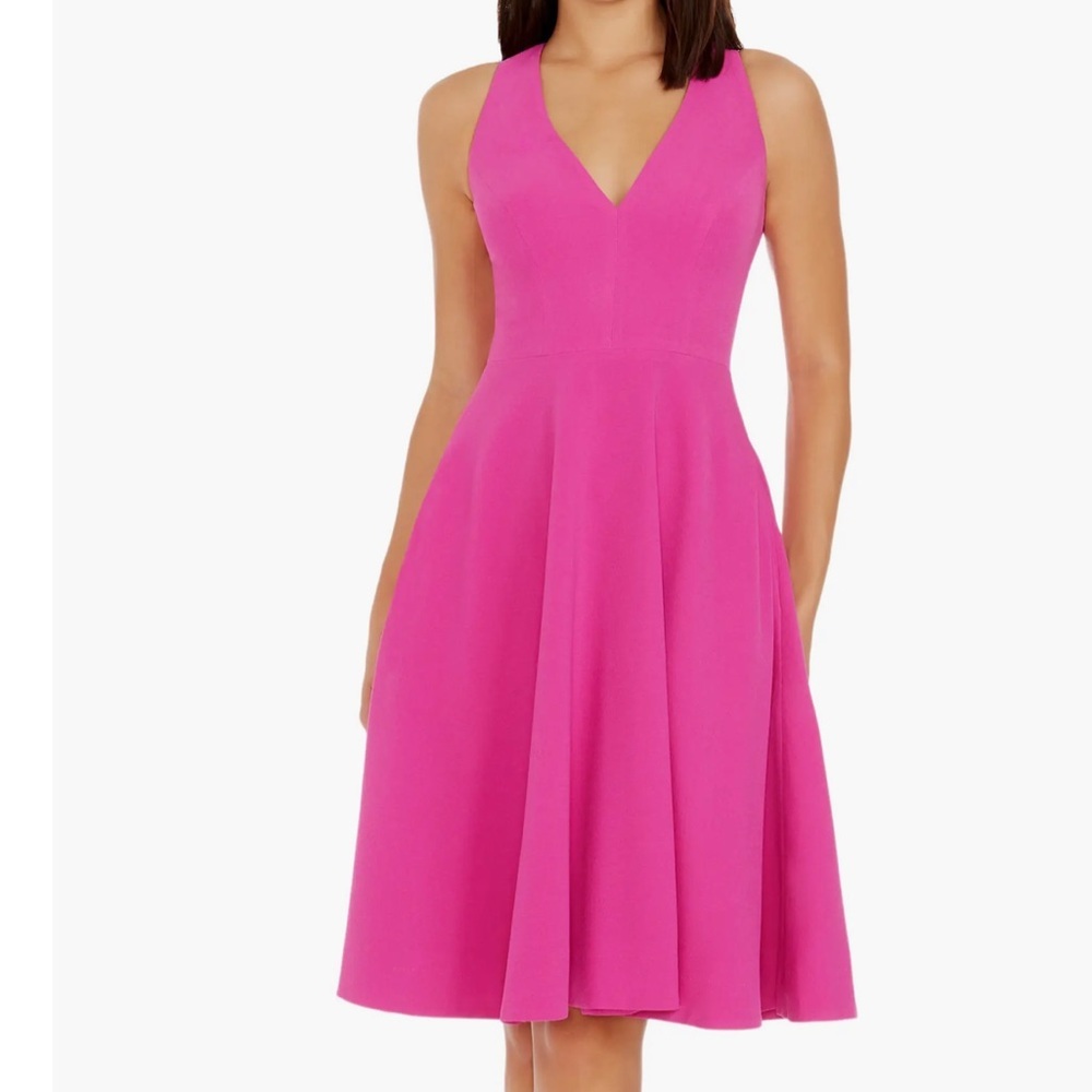 Dress the Population Fuschia Pink Catalina Fit and Flare Cocktail Dress